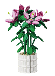 Zestaw doniczka z kwiatem z klocków Lilie