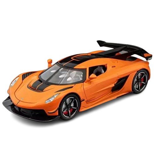 Zabawka model auta Koenigsegg Jesko w skali dla dziecka kolekcjonera pomarańczowy.png