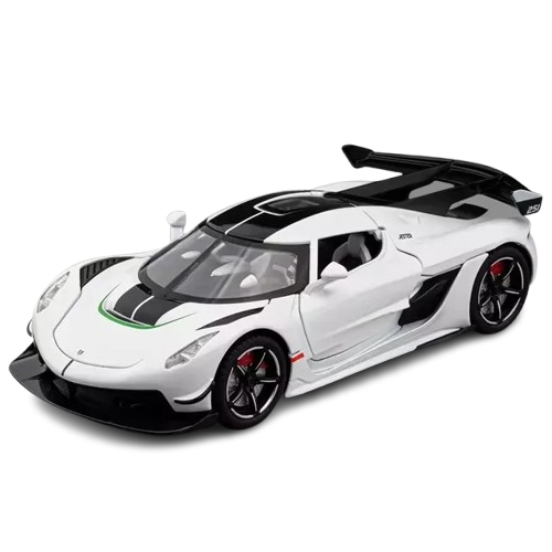 Zabawka model auta Koenigsegg Jesko w skali dla dziecka kolekcjonera biały.png
