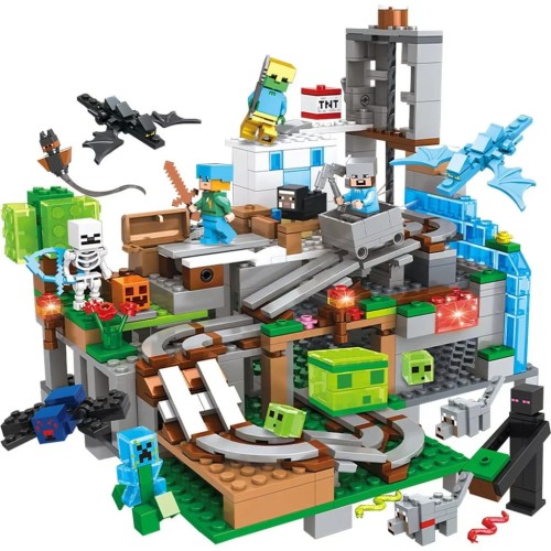 Klocki Minecraft Kolejka Kopalnia Jaskinia 600 elementów
