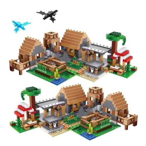 Zestaw Klocków Minecraft Wioska Farma 800 szt 8 figurek