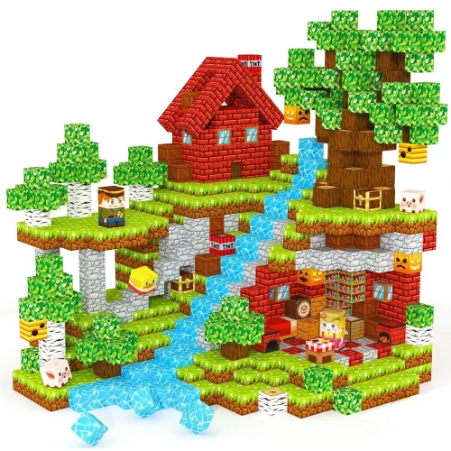 Minecraft Duży Zestaw Klocki Magnetyczne Kolekcjonerskie 300szt