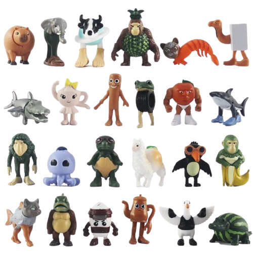 Każdy komplet to 24 małe figurki Brainrot (2,5-5 cm) wykonane z trwałego materiału PVC, idealne do zbierania lub jako unikalna dekoracja.