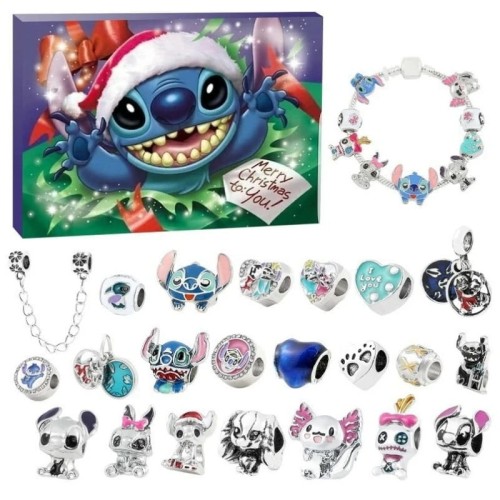 Kalendarz Adwentowy Stitch bransoletka charms 24 elementy.