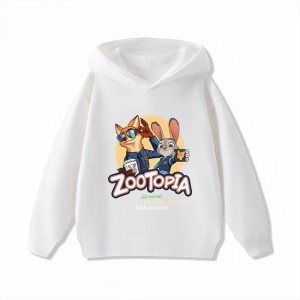 Bluza dziecięca z kapturem Zwierzogród 2 biała 100-160 cm