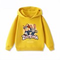 Żółta bluza dziecięca z kapturem Zwierzogród 2 - Nick Bajer i Judy Hops