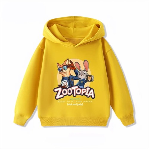 Żółta bluza dziecięca z kapturem Zwierzogród 2 - Nick Bajer i Judy Hops