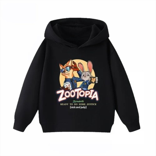Czarna bluza dziecięca z kapturem Zwierzogród 2 - Nick Bajer i Judy Hops