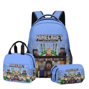 Zestaw Minecraft 3w1 plecak szkolny z torbą na posiłek i piórnikiem