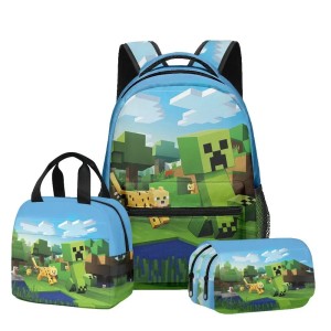 Zestaw Minecraft 3w1 plecak szkolny z torbą na posiłek i piórnikiem