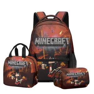 Zestaw Minecraft 3w1 plecak szkolny z torbą na posiłek i piórnikiem