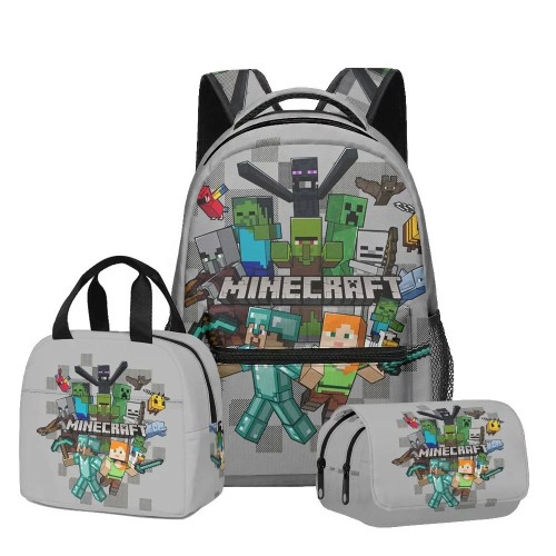 Zestaw Minecraft 3w1 plecak szkolny z torbą na posiłek i piórnikiem
