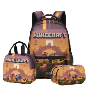 Zestaw Minecraft 3w1 plecak szkolny z torbą na posiłek i piórnikiem