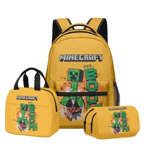 Zestaw Minecraft 3w1 plecak szkolny z torbą na posiłek i piórnikiem