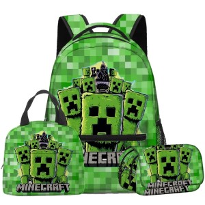 Zestaw Minecraft 3w1 plecak szkolny z torbą na posiłek i piórnikiem