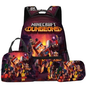 Zestaw Minecraft 3w1 plecak szkolny z torbą na posiłek i piórnikiem