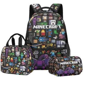 Zestaw Minecraft 3w1 plecak szkolny z torbą na posiłek i piórnikiem
