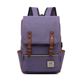 Modny tornister smart z USB fioletowy 