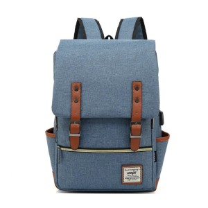 Plecak biurowy z kieszonką na laptop unisex niebieski USB