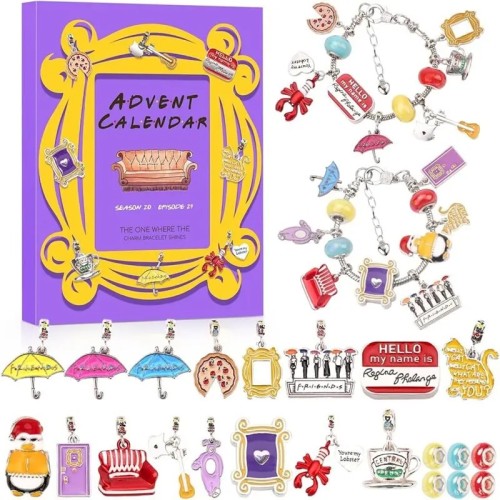 Kalendarz adwentowy Friends Przyjaciele biżuteria 2 bransoletki modułowe charms 24 elementy