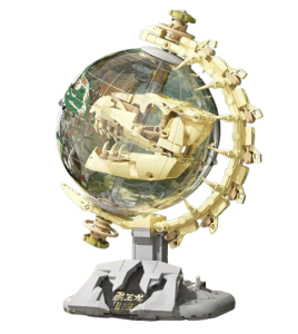 Klocki zestaw globus Pangea czaszka dinozaura Tyranozaur T-Rex skamielina model 556 elementów