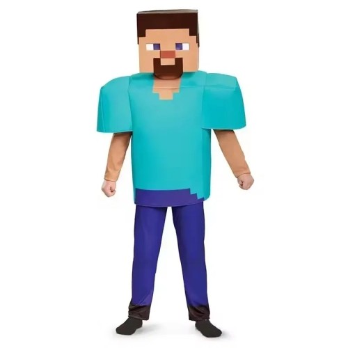 Strój Steve Minecraft dla dzieci kostium pikselowy S-XL