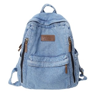 Stylowy tornister jeansowy unisex niebieski 