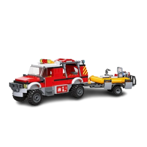 Zestaw klocków jeep strażacki z pontonem 